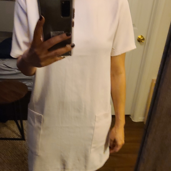 Blush pink shift mini dress with pockets - Picture 4 of 8